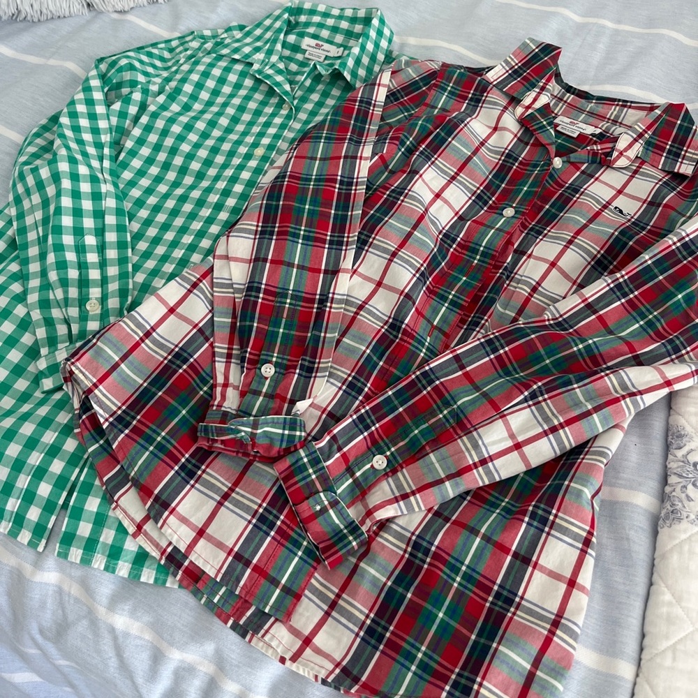 Women’s Vineyard Vines Size 0 Button-up Gingham + Striped Shirts